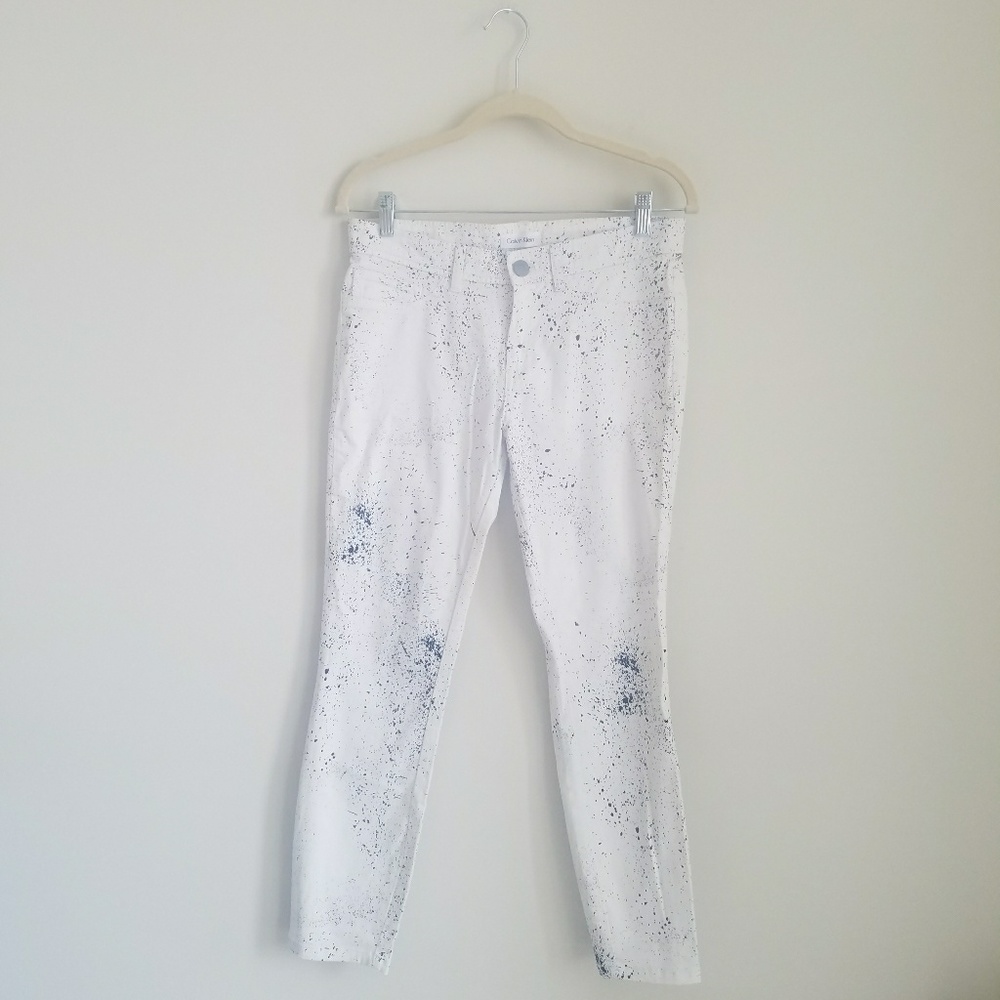 Calvin Klein ink splattered pants, NWOT